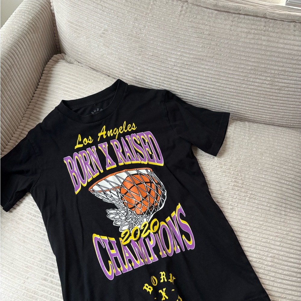 Born X Raised Black Tee w Lakers Graphic